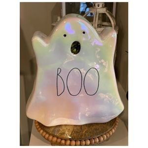 Rae Dunn Halloween "BOO" Iridescent Ghost Decor